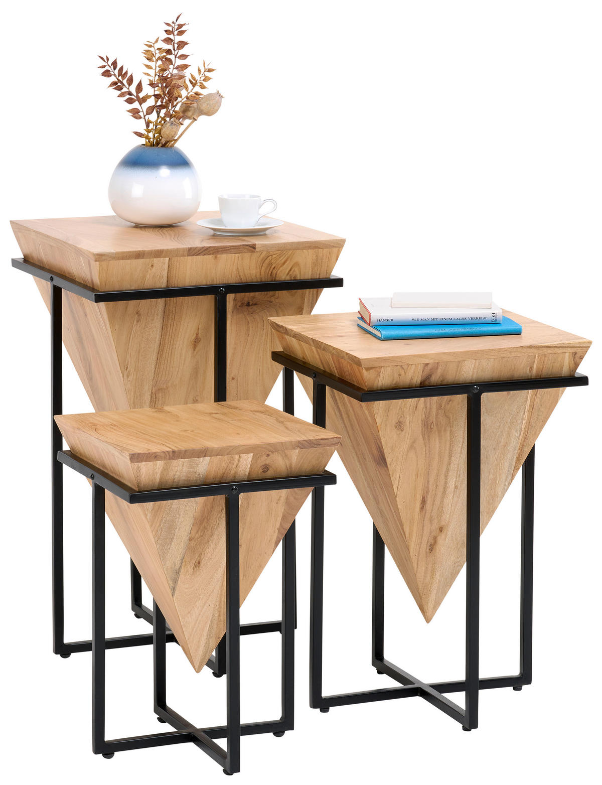 BEISTELLTISCH in Holz, Metall 31/31/45 cm  - Schwarz/Naturfarben, Trend, Holz/Metall (31/31/45cm) - Ambia Home