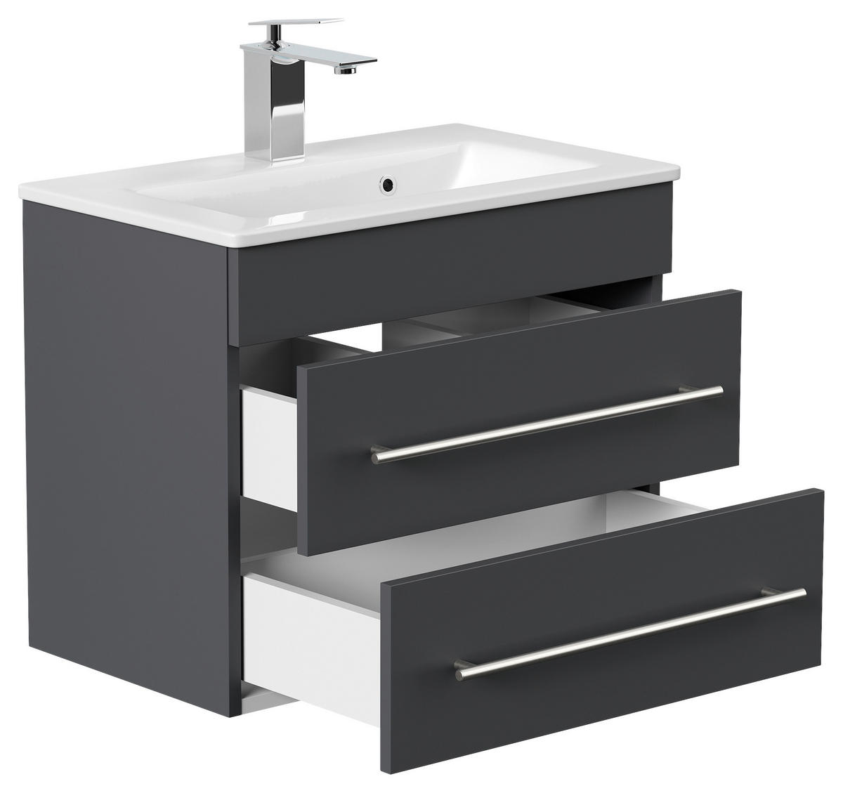 BADEZIMMER  in 60,6 cm  - Silberfarben/Graphitfarben, MODERN, Keramik/Holzwerkstoff (60,6cm) - MID.YOU