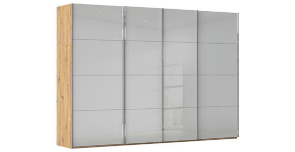 SCHWEBETÜRENSCHRANK 316/235/68 cm 4-türig Hellgrau, Eiche Artisan  - Chromfarben/Hellgrau, Design, Glas/Holzwerkstoff (316/235/68cm) - Novel