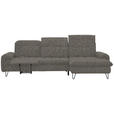 ECKSOFA in Chenille Braun  - Schwarz/Braun, LIFESTYLE, Textil/Metall (310/180cm) - Valnatura