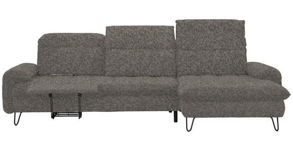 ECKSOFA in Chenille Braun  - Schwarz/Braun, LIFESTYLE, Textil/Metall (310/180cm) - Valnatura