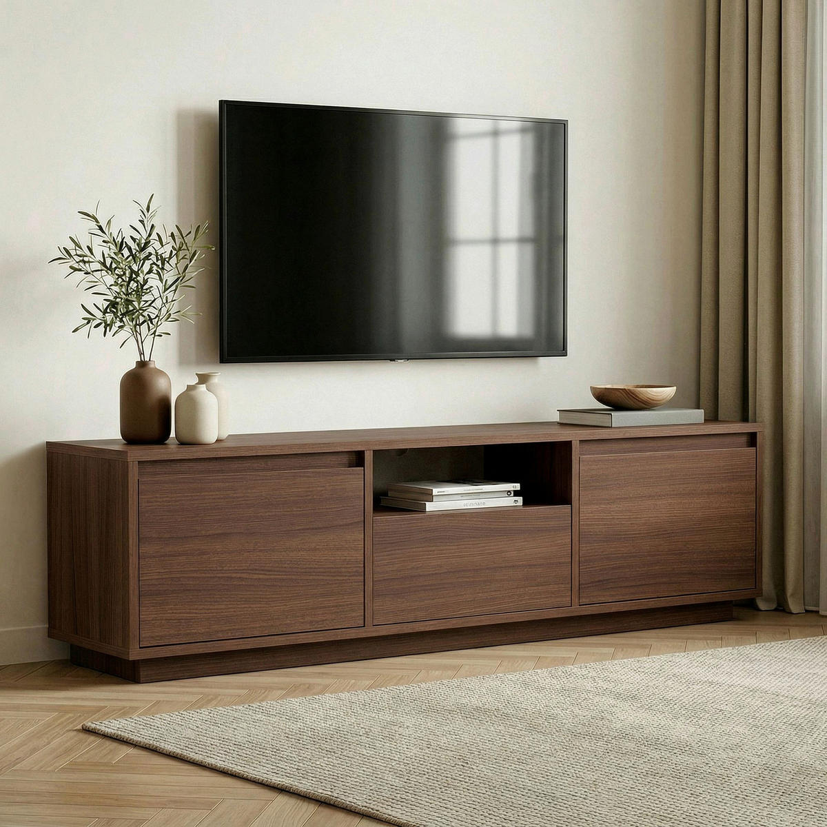 TV-ELEMENT Holzwerkstoff Walnussfarben  - Walnussfarben, MODERN, Holzwerkstoff (160/42/30cm) - MID.YOU