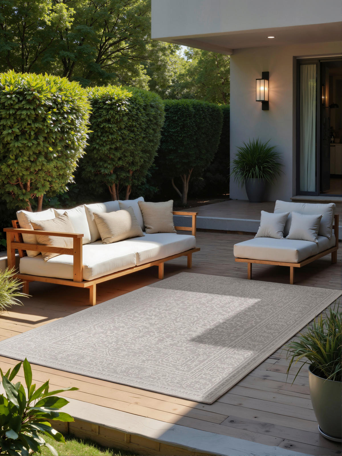 OUTDOORTEPPICH 120/170 cm Duet Grau, Weiß  - Weiß/Grau, Design, Kunststoff (120/170cm)