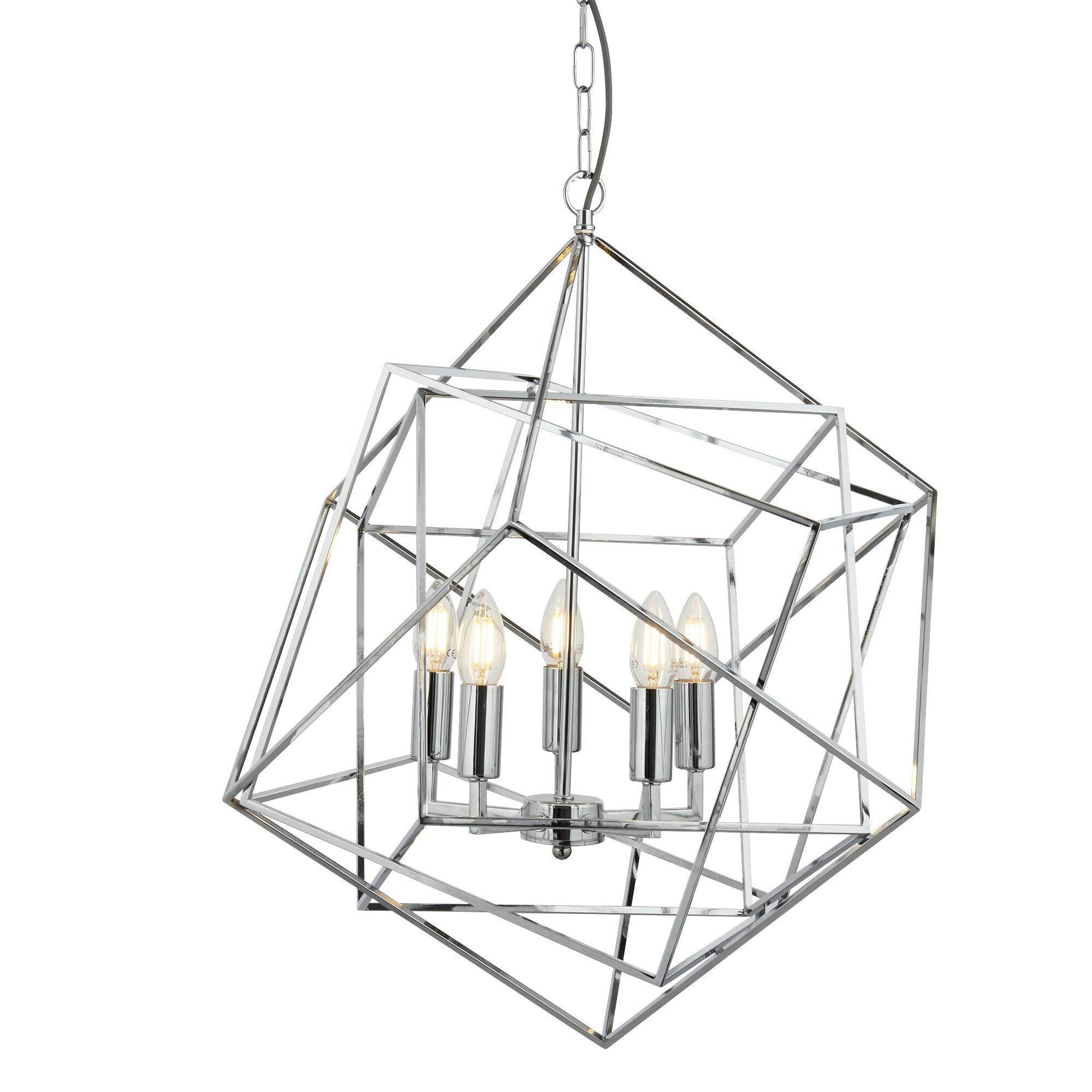 HÄNGELEUCHTE Cube 55/150 cm   - Chromfarben, Design, Metall (55/150cm)
