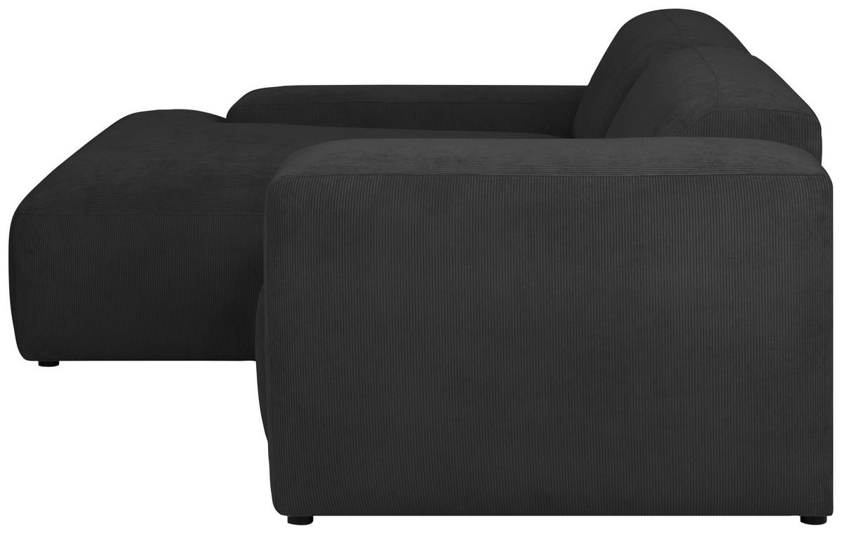 ECKSOFA in Cord Anthrazit  170/252 cm  - Anthrazit/Schwarz, Design, Kunststoff/Textil (170/252cm) - MID.YOU