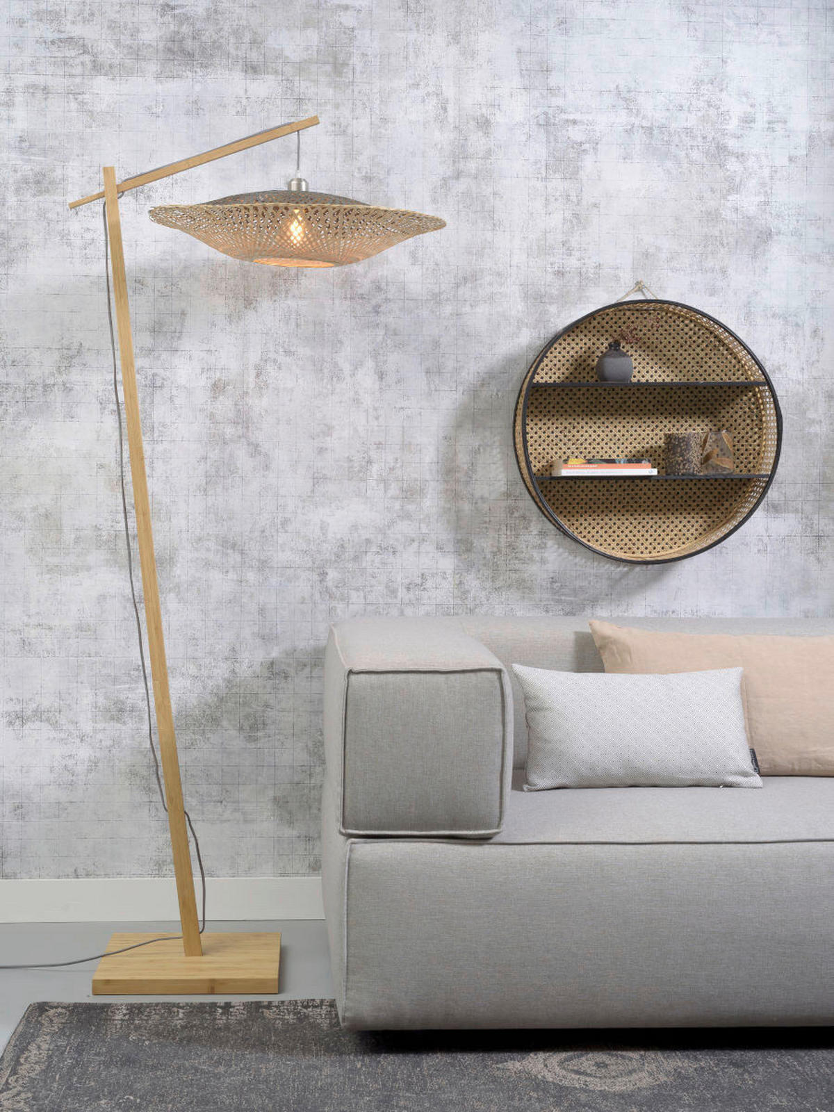 Lampadar - culoare natur/negru, Trend (80/60/176cm) - Good & Mojo