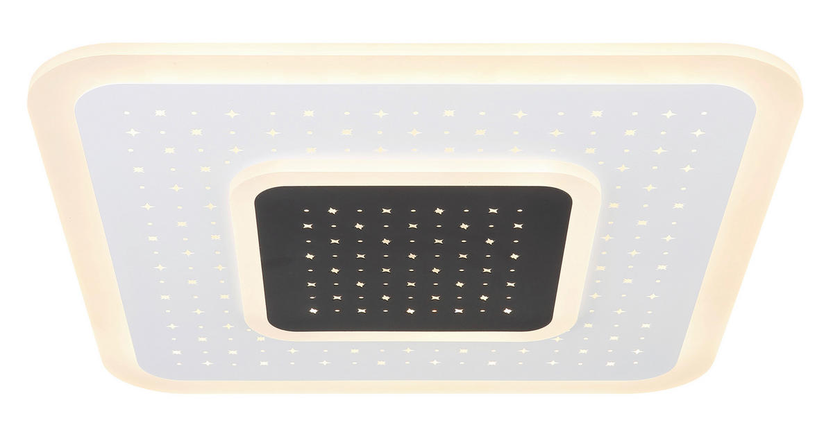 LED-DECKENLEUCHTE 46/46/5,5 cm   - Opal/Schwarz, Design, Kunststoff/Metall (46/46/5,5cm) - Globo