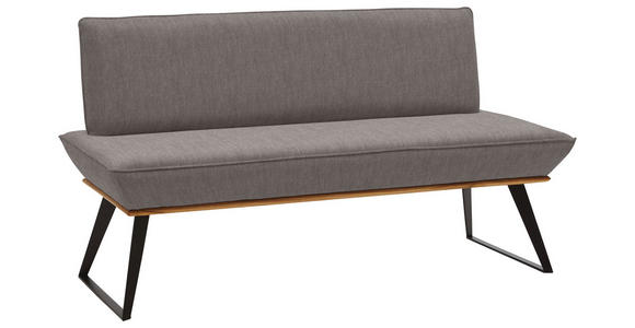 SITZBANK 160/87/64 cm Webstoff Schwarz, Eichefarben, Hellbraun Eiche massiv Metall  - Hellbraun/Eichefarben, Design, Holz/Textil (160/87/64cm) - Voleo
