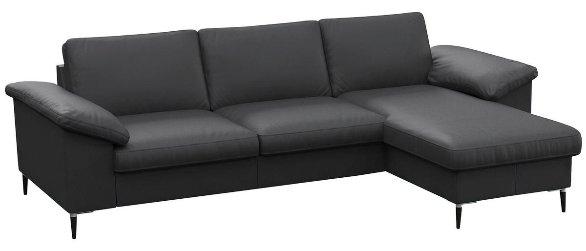 Freisteller von Livetastic ECKSOFA Schwarz Echtleder.