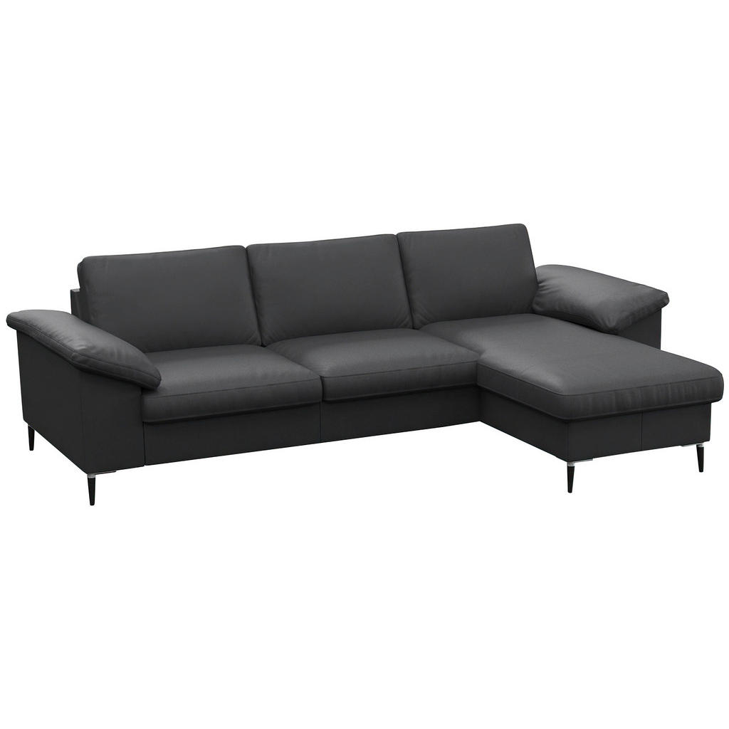 Thumbnail - Livetastic Ecksofa, Schwarz, Leder, Echtleder, Color-Finish-Leder, 3-Sitzer, Ottomane rechts, L-Form, 242x159 cm, Reach,...