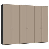 DREHTÜRENSCHRANK in Schwarz, Hellbraun  - Hellbraun/Silberfarben, Design, Glas/Holzwerkstoff (303/236/59cm) - Jutzler
