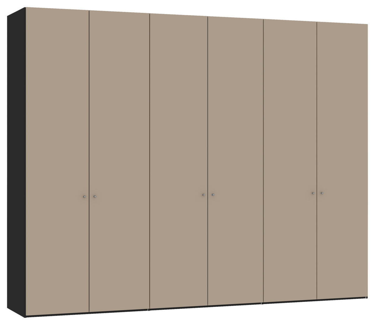 DREHTÜRENSCHRANK in Schwarz, Hellbraun  - Hellbraun/Silberfarben, Design, Glas/Holzwerkstoff (303/236/59cm) - Jutzler