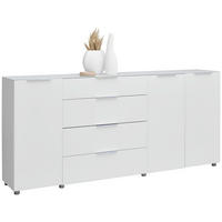 SIDEBOARD  225/101/40 cm 4 Schublade(n)  - Weiss Hochglanz/Chromfarben, Basics, Glas/Holzwerkstoff (225/101/40cm) - Voleo