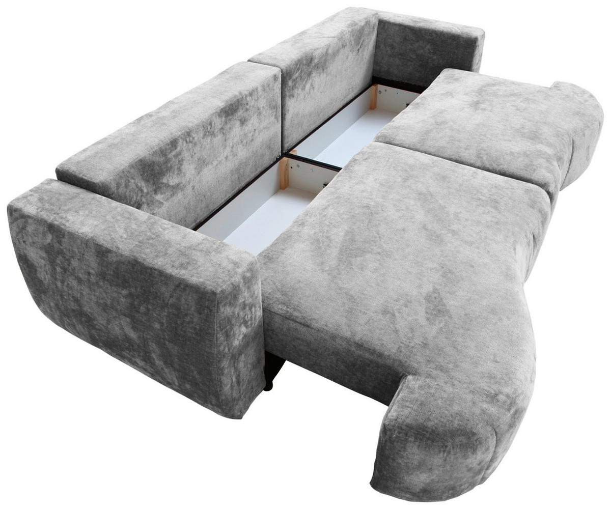 BOXSPRINGSOFA Velours Grau  - Schwarz/Grau, Trend, Kunststoff/Textil (292/71-99/127cm) - Livetastic