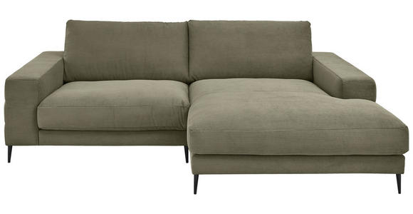 ECKSOFA Olivgrün Feincord Rücken echt  - Schwarz/Olivgrün, Design, Textil/Metall (253/177cm) - Dieter Knoll