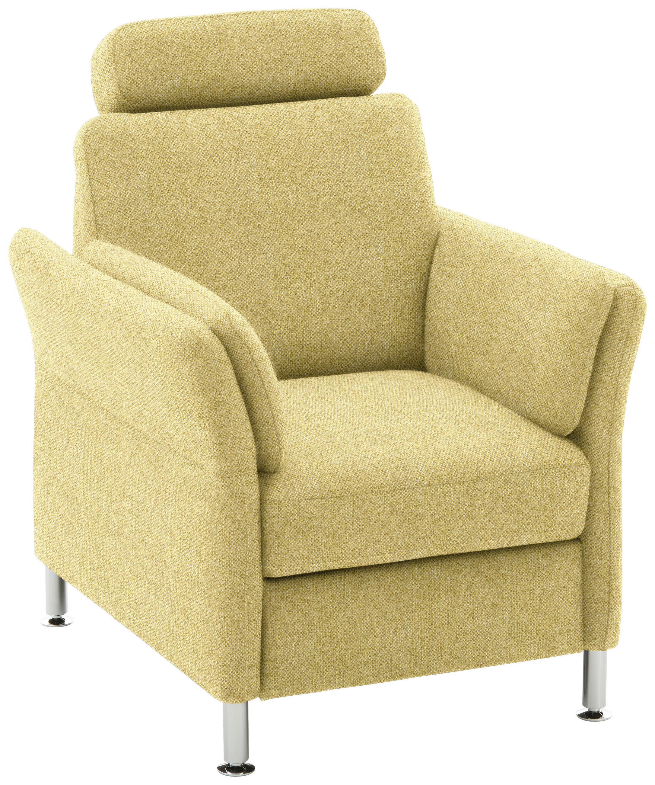 SESSEL in Flachgewebe Hellgrün, Limette  - Chromfarben/Limette, Konventionell, Textil/Metall (86/87/93cm) - Voleo