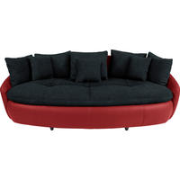 MEGASOFA Lederlook, Mikrofaser Rot, Schwarz  - Rot/Schwarz, Lifestyle, Textil (238/80/140cm) - MID.YOU