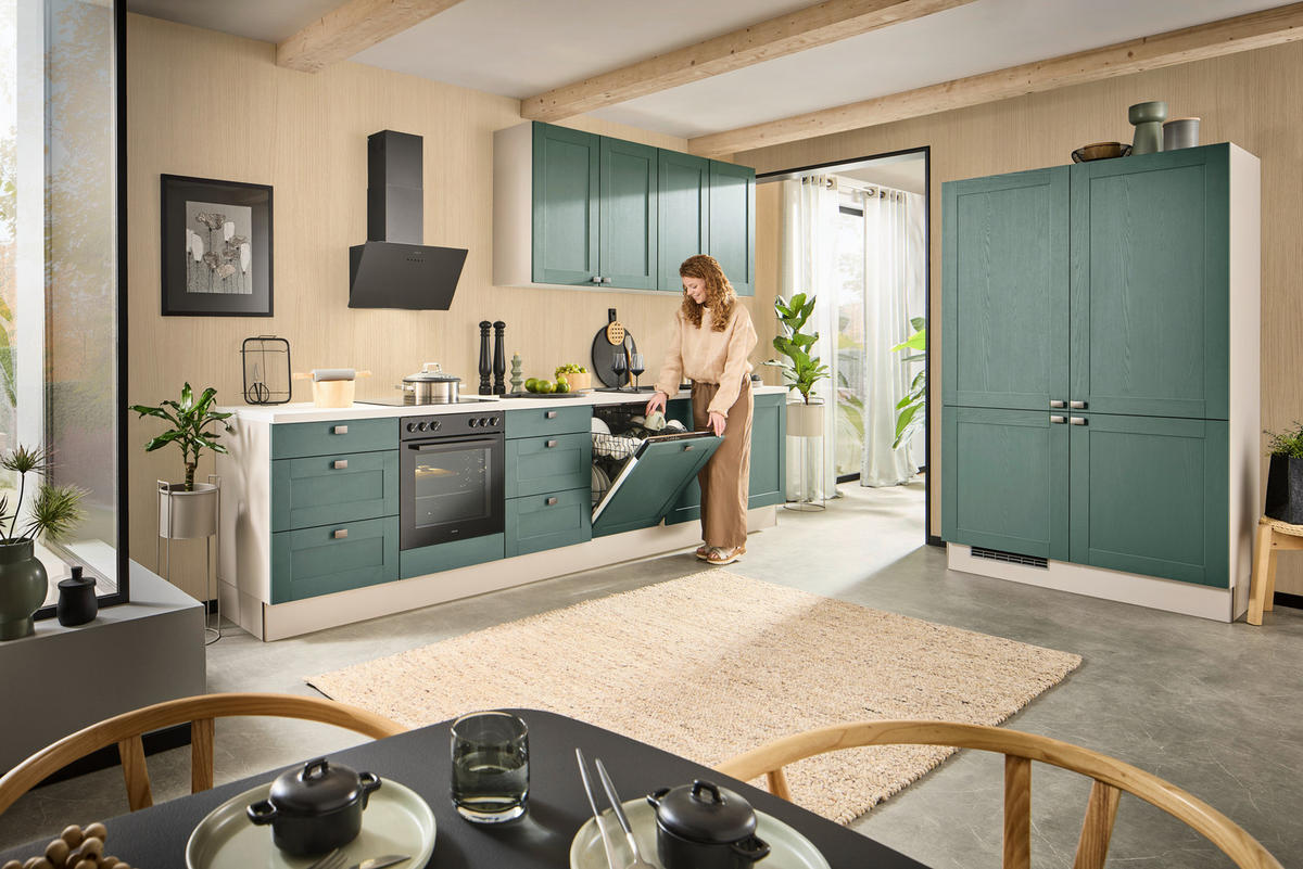 ECKKÜCHE XO50 360/120 cm  in Dunkelgrün, Kaschmir  - Kaschmir/Dunkelgrün, Design, Holzwerkstoff/Metall (360/120cm) - Xora