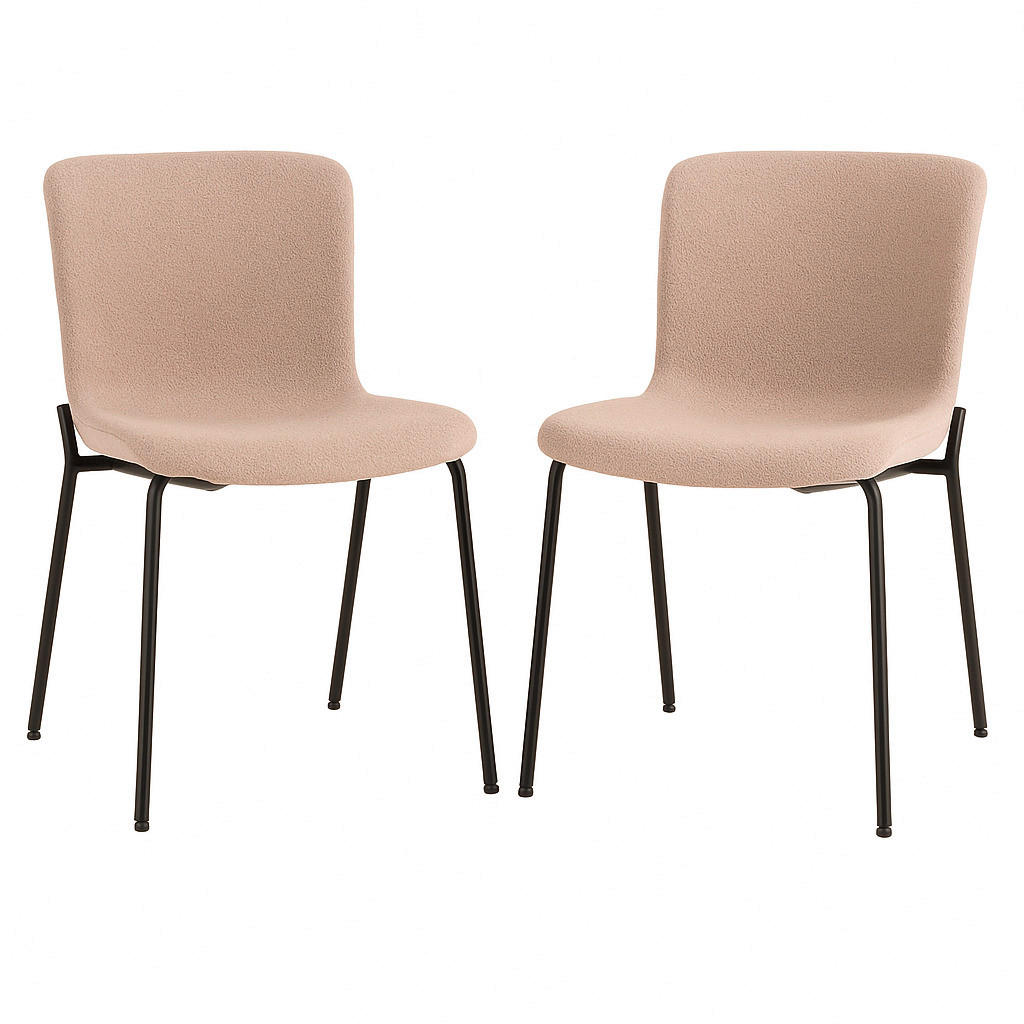 STUHL-SET 2 Stück  in Bouclé  - Beige/Schwarz, MODERN, Textil/Metall (48/83/59cm) - MID.YOU
