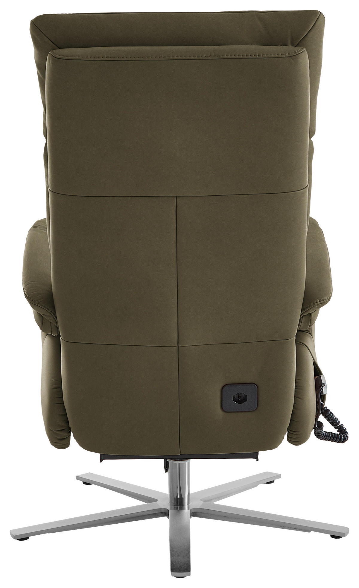 RELAXSESSEL in Leder Olivgrün  - Edelstahlfarben/Olivgrün, Design, Leder/Metall (70/124/85cm) - Cantus