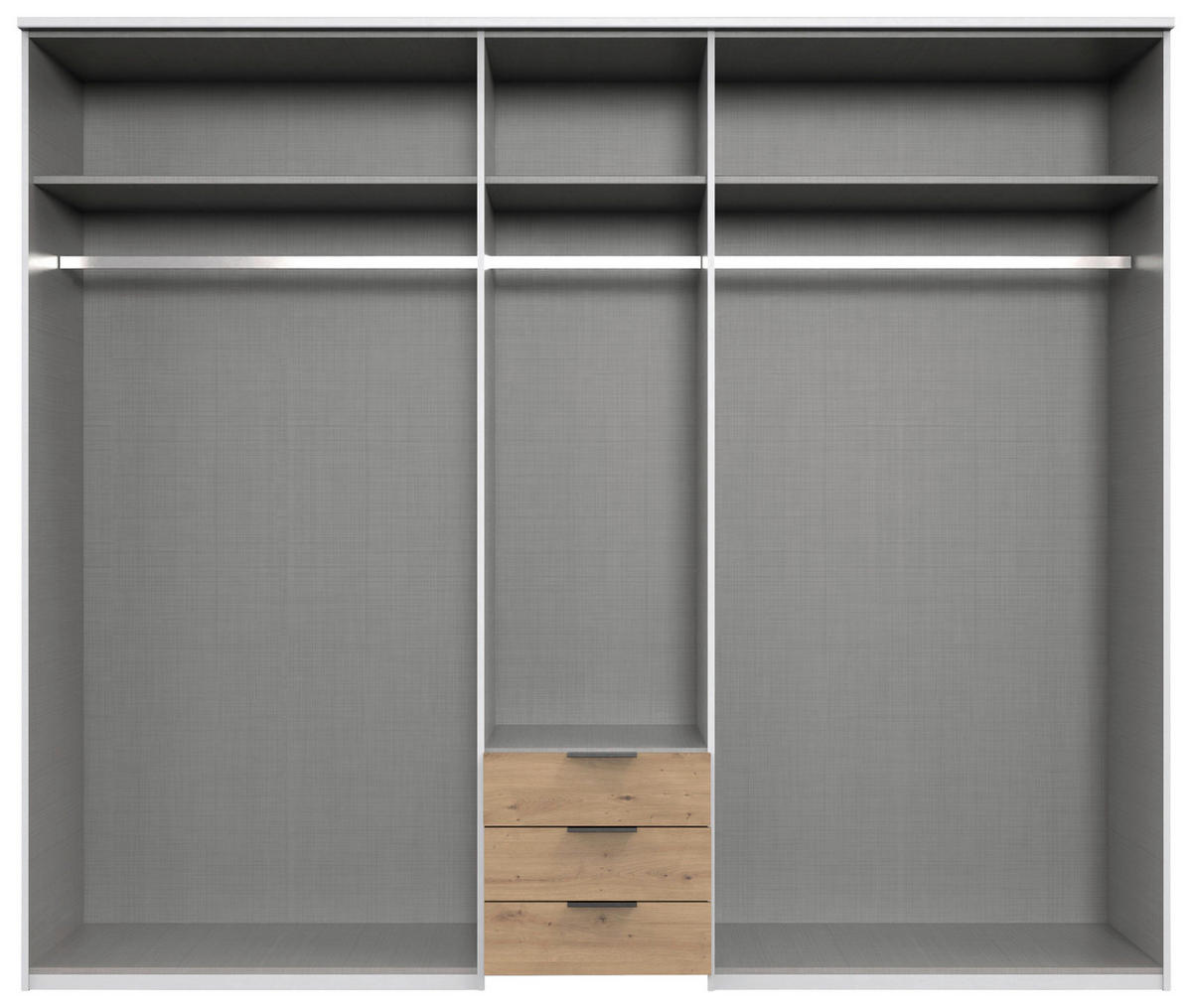 KLEIDERSCHRANK 225/210/58 cm 5-türig Weiß, Eichefarben  - Eichefarben/Schwarz, Design, Glas/Holzwerkstoff (225/210/58cm) - MID.YOU