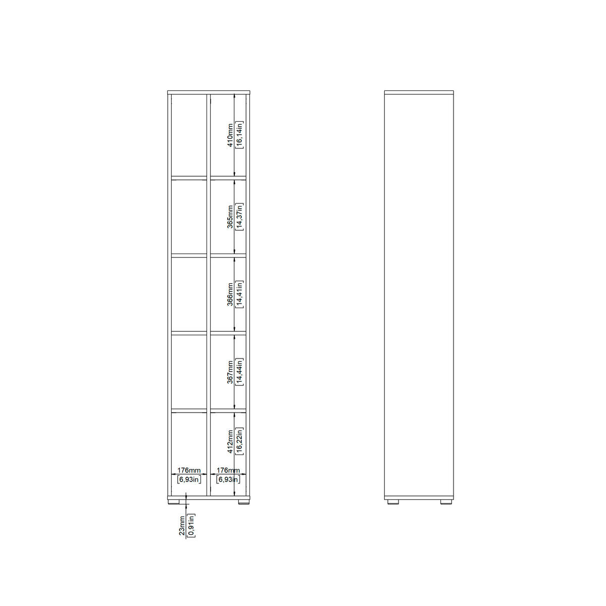 REGAL 40,8/204,7/34,3 cm bela, barve hrasta  - barve hrasta/bela, Moderno, leseni material (40,8/204,7/34,3cm) - MID.YOU