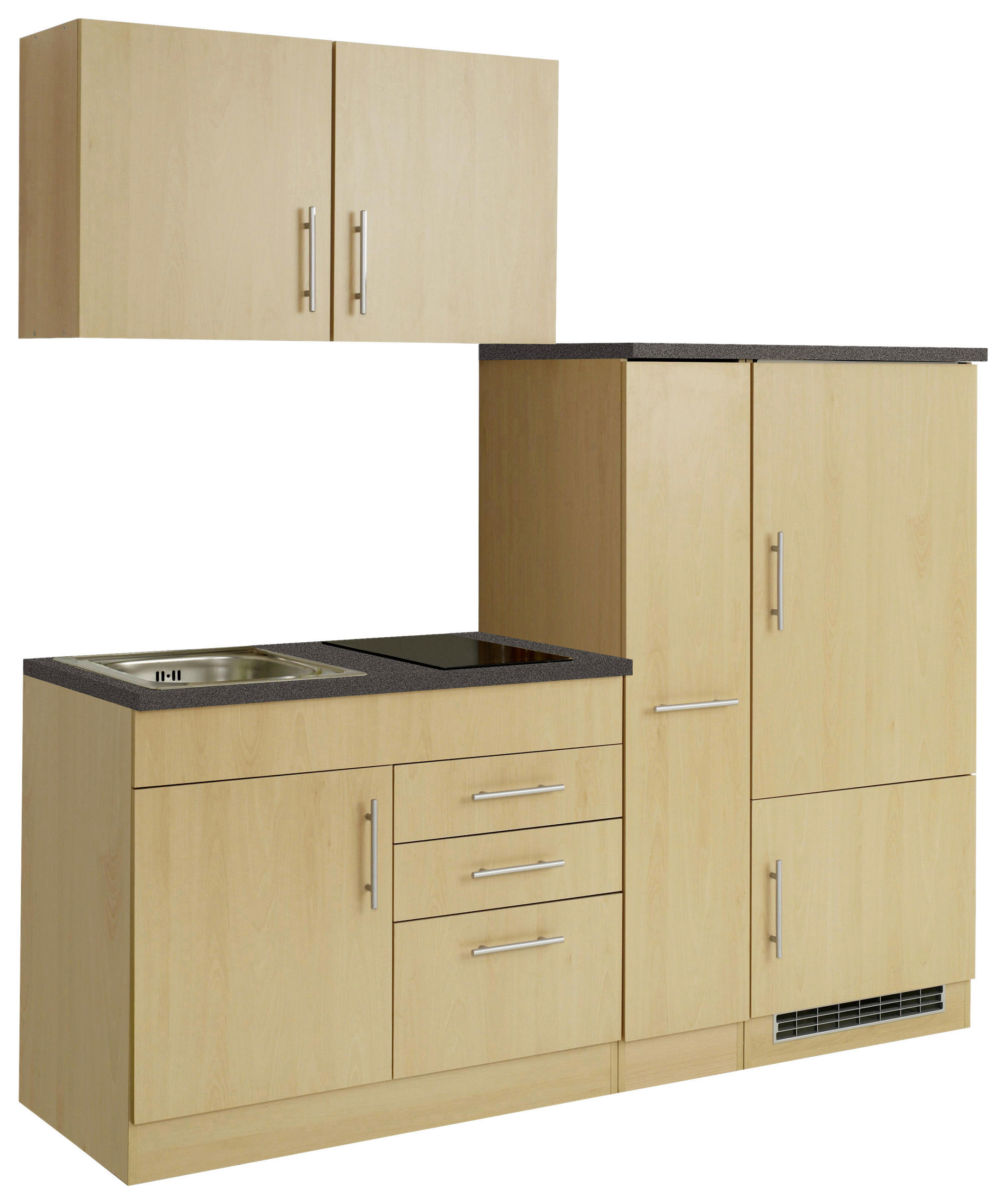 KÜCHENBLOCK 190 cm   in Buchefarben  - Chromfarben/Buchefarben, Modern, Holzwerkstoff/Metall (190cm) - Held
