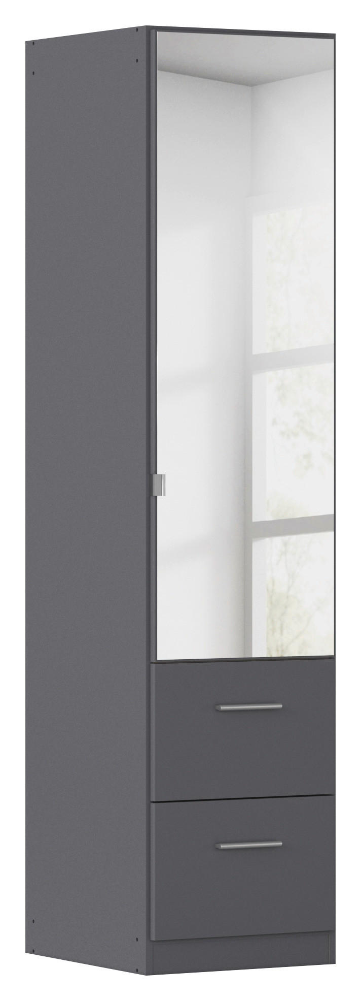 DREHTÜRENSCHRANK 47/197/54 cm,  in Grau, 1 Tür(en)  - Alufarben/Grau, KONVENTIONELL, Glas/Holzwerkstoff (47/197/54cm) - home24