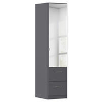 DREHTÜRENSCHRANK 47/197/54 cm,  in Grau, 1 Tür(en)  - Alufarben/Grau, KONVENTIONELL, Glas/Holzwerkstoff (47/197/54cm) - home24