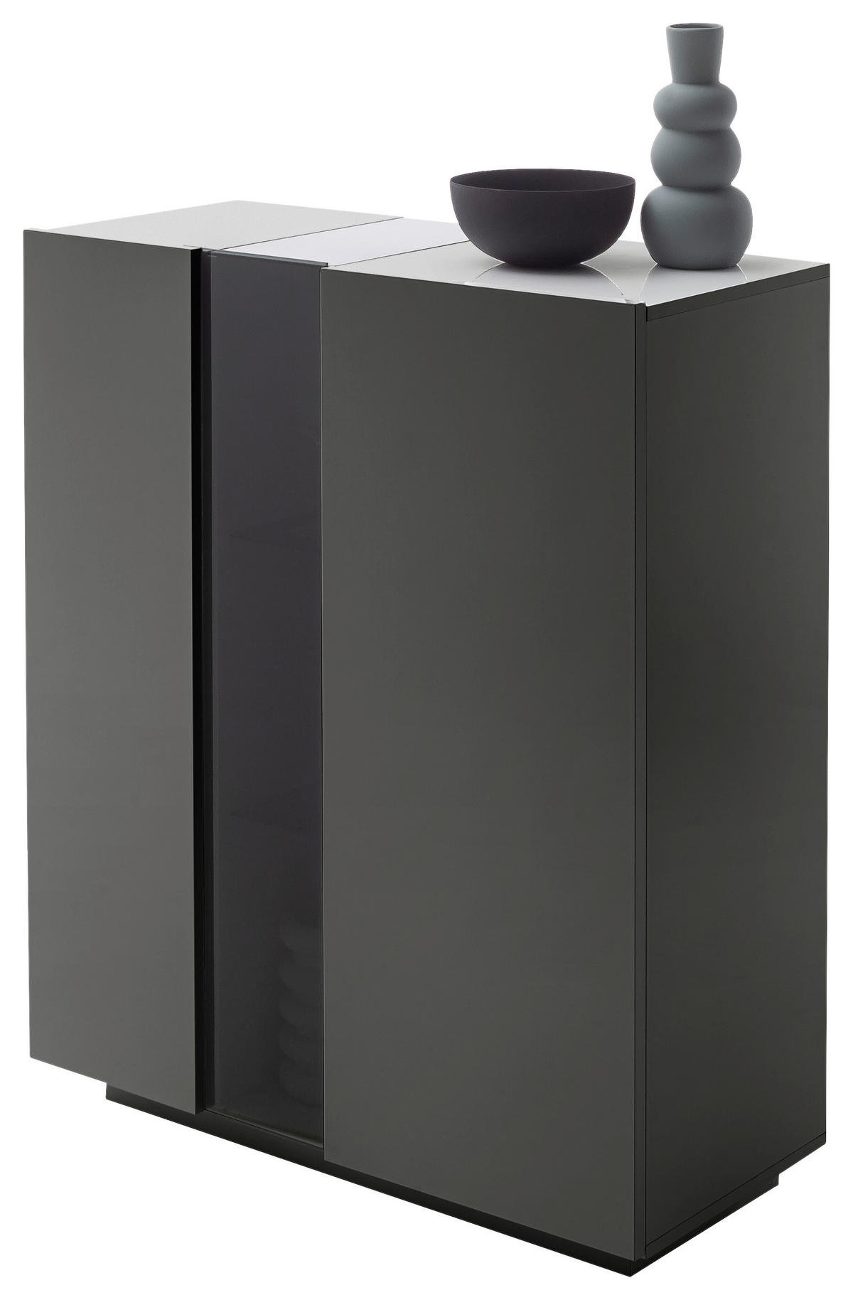 HIGHBOARD  in 96/115/42 cm  - Dunkelgrau, Natur, Glas/Holzwerkstoff (96/115/42cm) - Novel