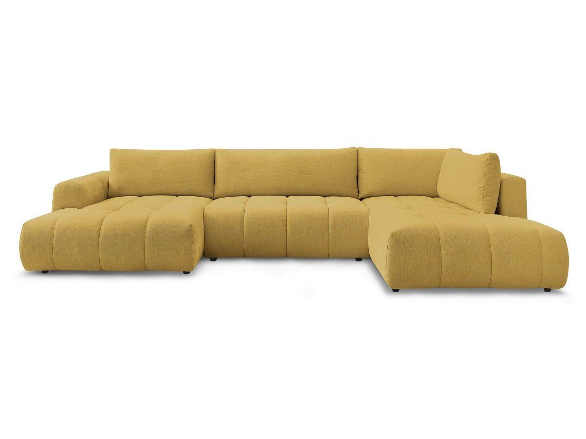 WOHNLANDSCHAFT  FUJI  Gelb Leinenoptik  - Gelb/Schwarz, MODERN, Kunststoff/Textil (160/377/204cm)