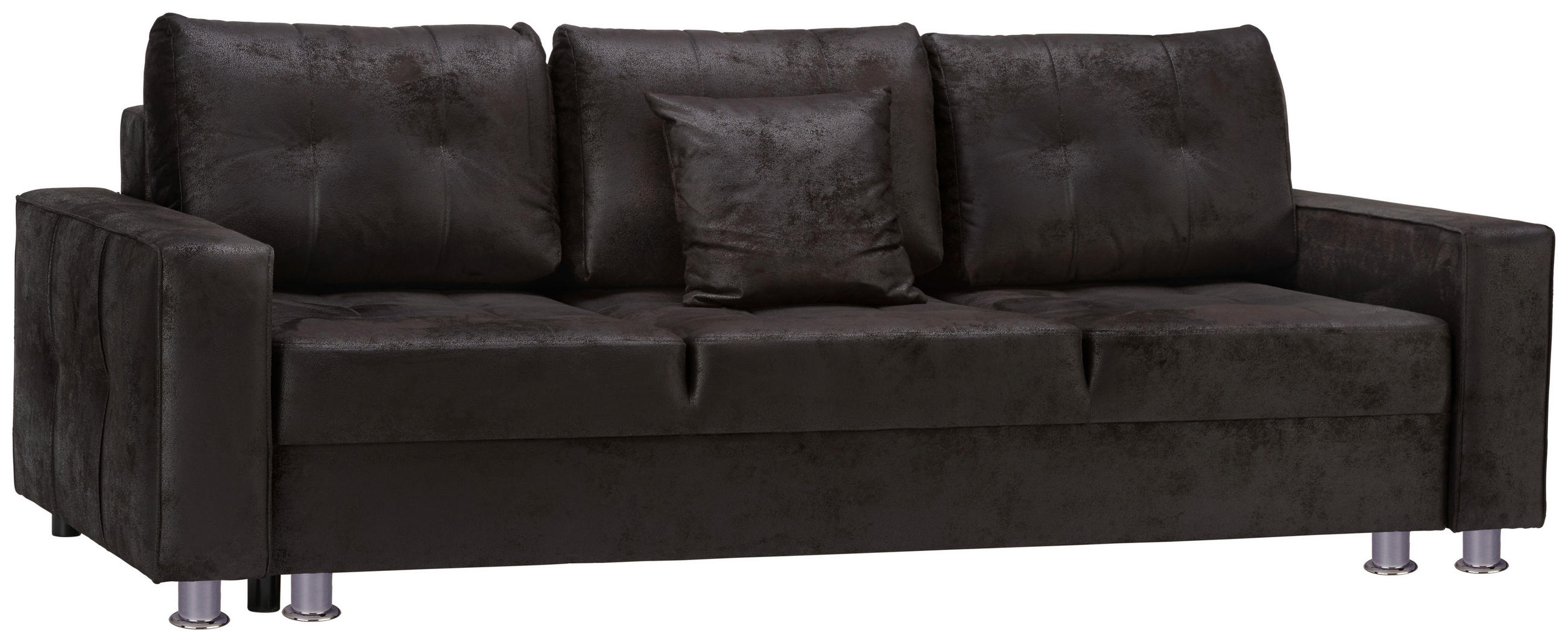 SCHLAFSOFA Lederlook Schwarz  - Chromfarben/Schwarz, MODERN, Kunststoff/Textil (236/86/98cm) - Livetastic