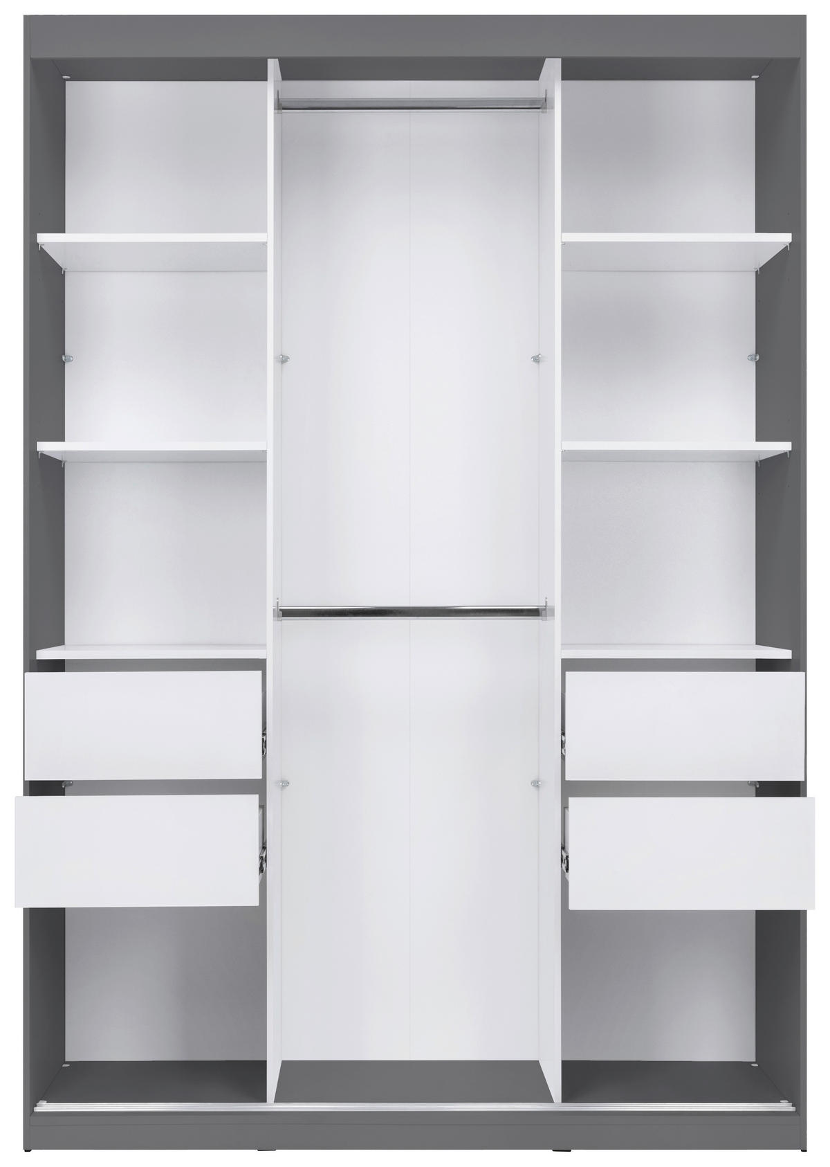 SCHIEBETÜRENSCHRANK 150/215/59,5 cm 3-türig  - Schwarz/Graphitfarben, MODERN, Holzwerkstoff/Metall (150/215/59,5cm) - MID.YOU