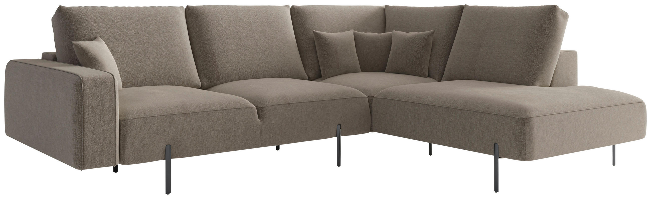 HÖRNSOFFA i flatväv champagne  - champagne/svart, Design, metall/textil (280/223/223cm) - Livetastic