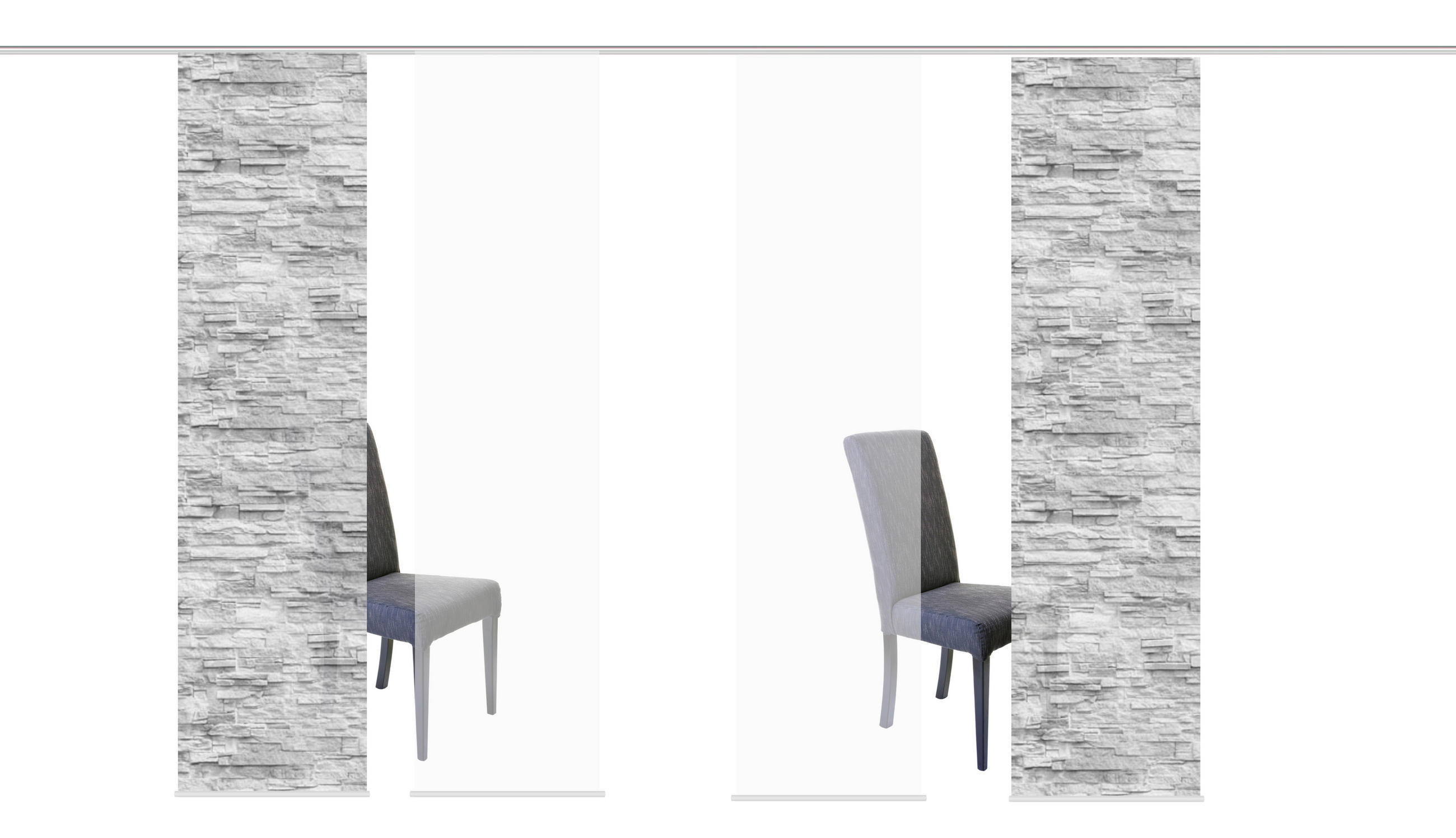 FLÄCHENVORHANG  4 Stück  halbtransparent   60/245 cm  - Anthrazit/Weiß, Design, Textil (60/245cm)