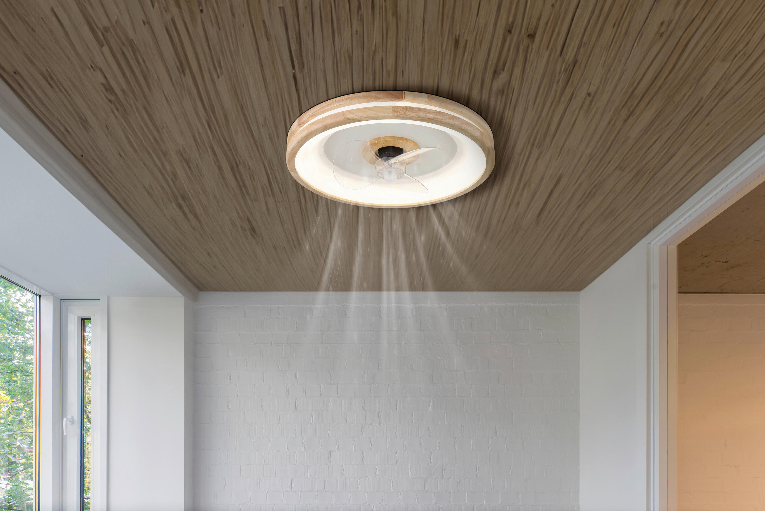 Thumbnail - Novel Deckenleuchte, Weiß, Dunkelbraun, Holz, Metall, Kunststoff, Eiche, 12.5 cm, Farbtemperaturwechsler, Lampen & Leuch...