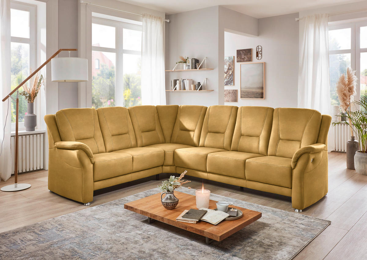 ECKSOFA in Mikrofaser Gelb  - Gelb/Beige, Konventionell, Textil/Metall (223/275cm) - Beldomo Comfort