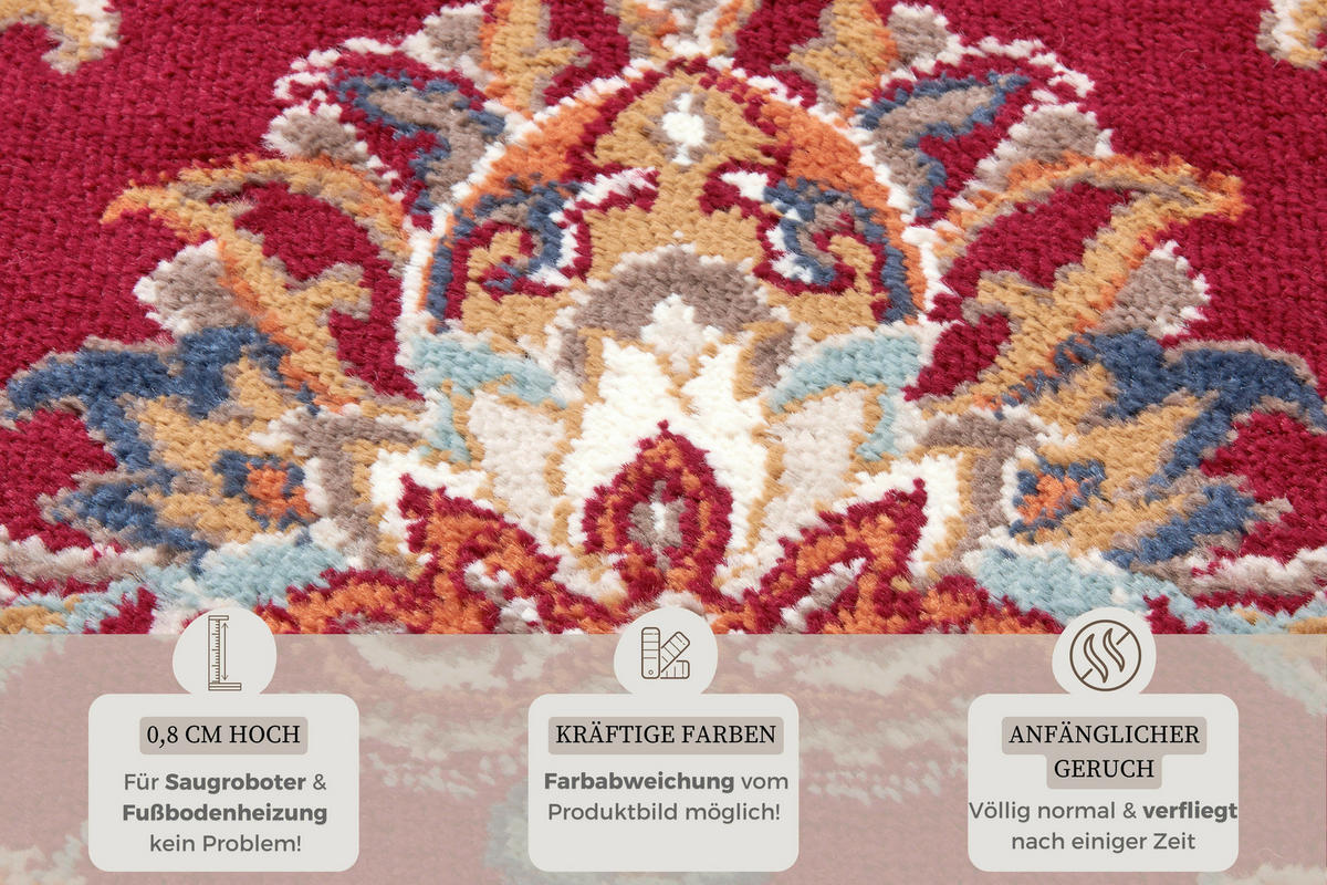 FLACHWEBETEPPICH 57/90 cm Luxor Multicolor, Rot  - Rot/Multicolor, Design, Kunststoff/Textil (57/90cm)