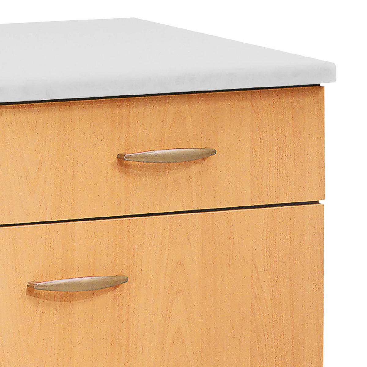 KÜCHENUNTERSCHRANK 100/85/57 cm  in Buchefarben  - Edelstahlfarben/Beige, MODERN, Holzwerkstoff/Kunststoff (100/85/57cm) - FlexWell
