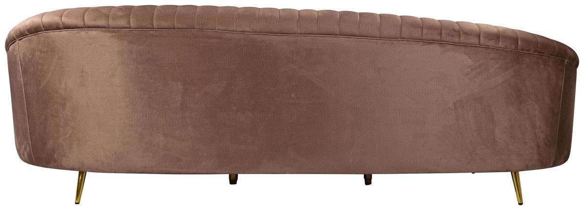 3-SITZER-SOFA ELARA Samt Braun  - Goldfarben/Braun, Design, Textil/Metall (246/81/111cm) - MID.YOU