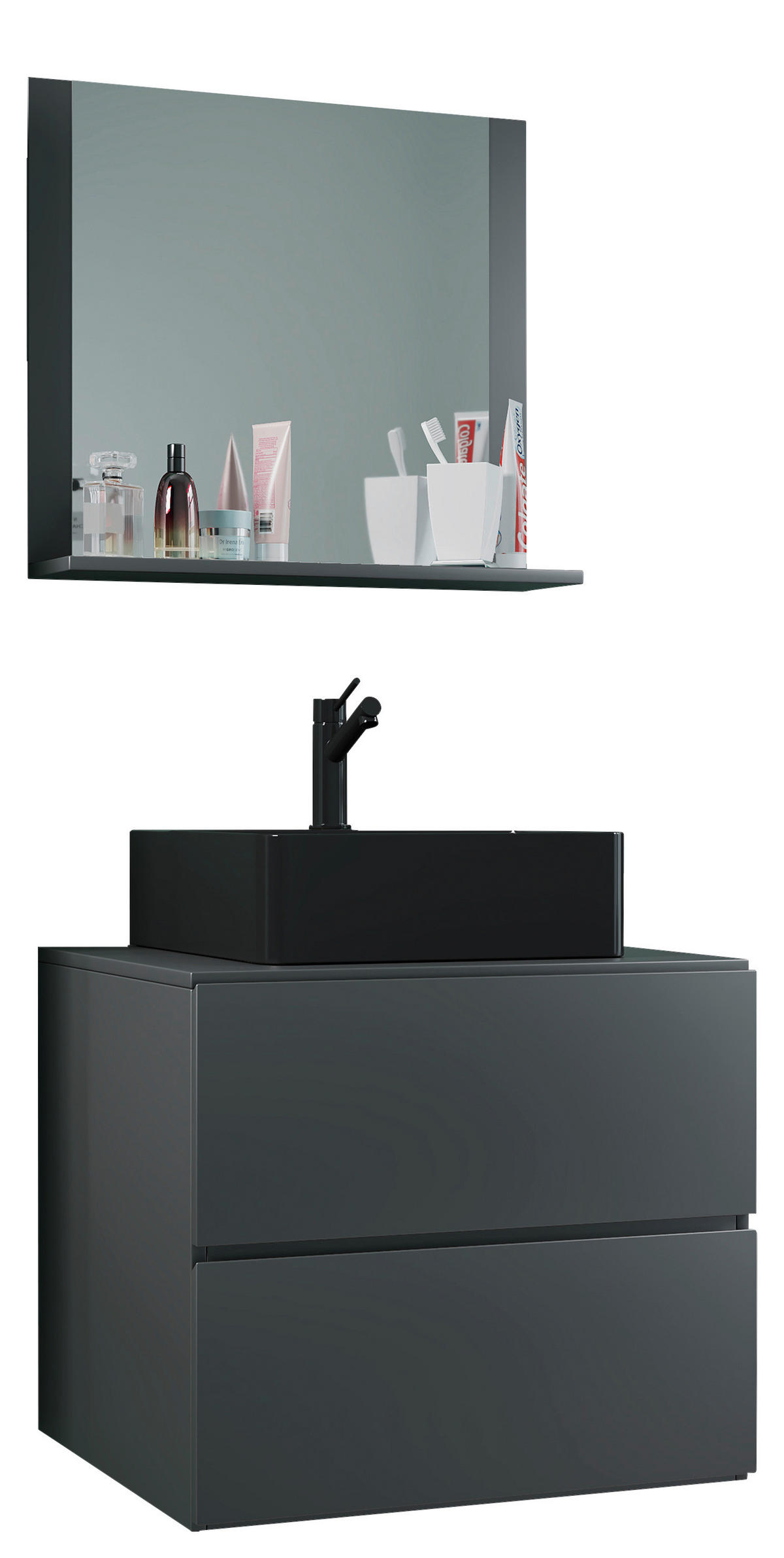 BADRUM 61 cm  - svart/antracit, Modern, trämaterial/glas (61cm) - MID.YOU