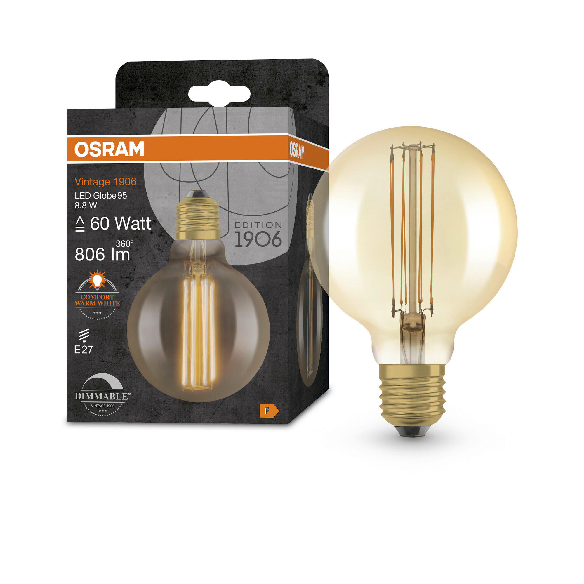 LED-LEUCHTMITTEL   E27 8,8 W 806 lm  - Goldfarben, Basics, Glas (9,5/13,8cm) - Ledvance