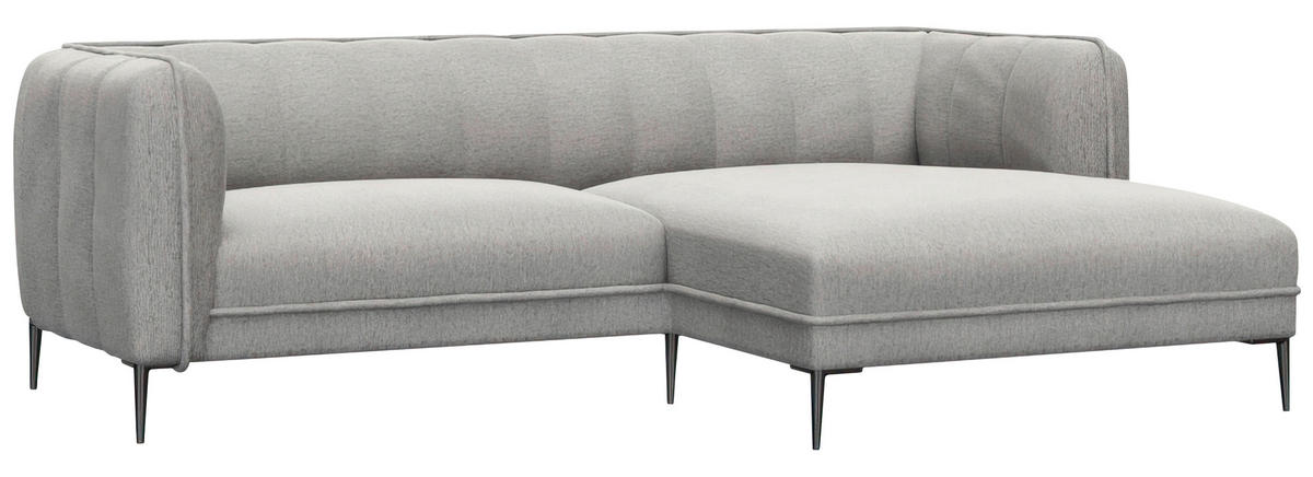 ECKSOFA Grau Chenille, Webstoff, Flachgewebe  - Schwarz/Grau, Design, Holz/Textil (211/149cm) - Livetastic