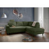 ECKSCHLAFSOFA in Dunkelgrün Textil   - Dunkelgrün/Schwarz, Modern, Holz/Textil (242/200cm) - Livetastic