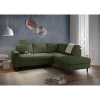 ECKSCHLAFSOFA in Dunkelgrün Textil   - Dunkelgrün/Schwarz, Modern, Holz/Textil (242/200cm) - Livetastic