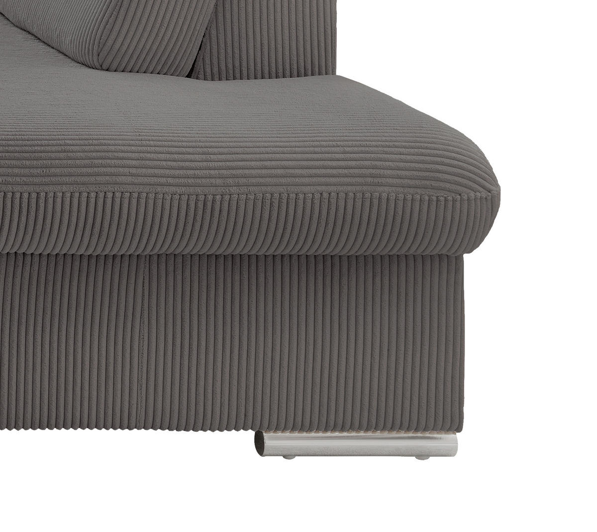 ECKSOFA Grau Cord  - Chromfarben/Grau, Design, Textil/Metall (283/228cm) - Livetastic