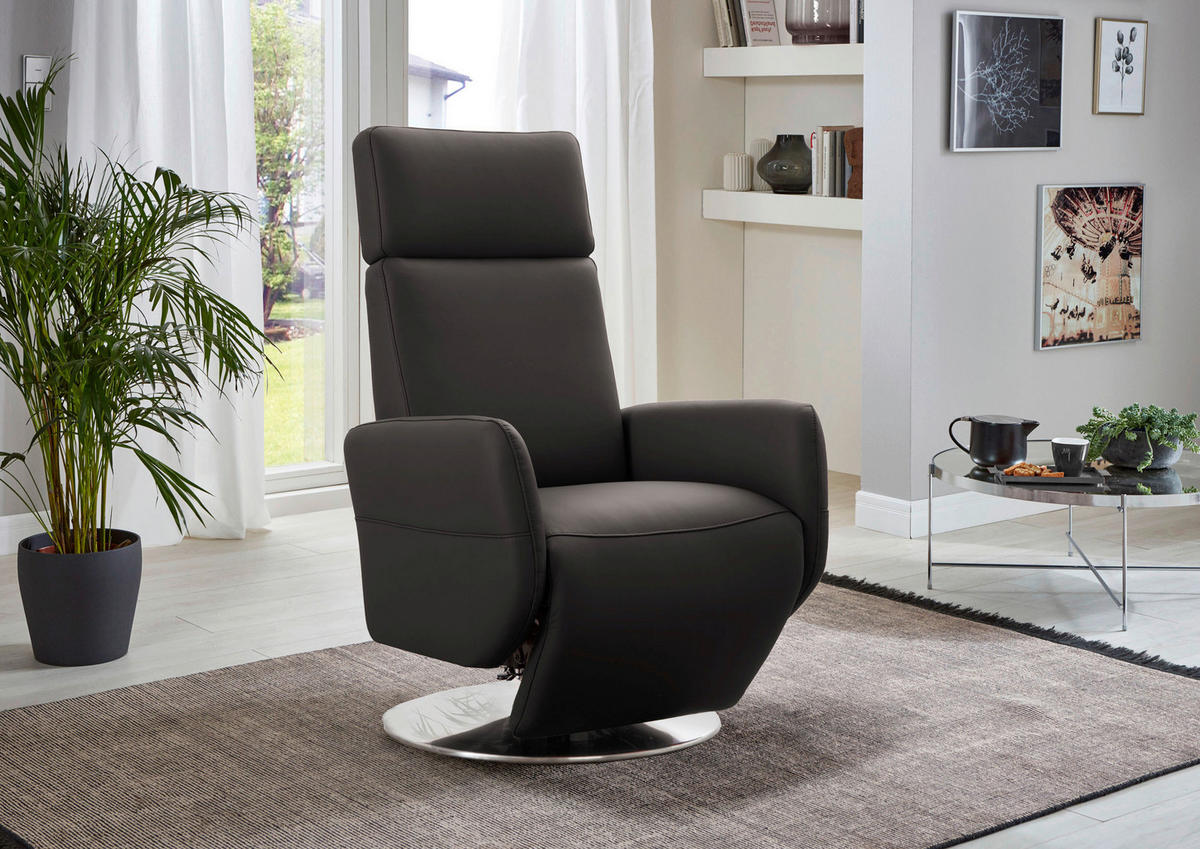 DREHSTUHL  in Mokka  - Chromfarben/Mokka, Konventionell, Leder/Metall (71/110/82cm) - Sit & More