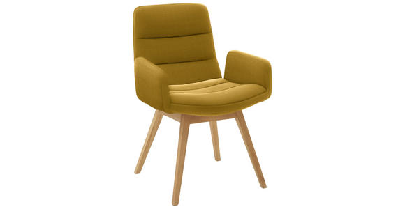 ARMLEHNSTUHL  in Cord  - Gelb/Naturfarben, Design, Holz/Textil (61/88/66cm) - Dieter Knoll