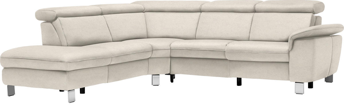 ECKSOFA in Flachgewebe, Mikrofaser Ecru  239/271 cm  - Ecru/Beige, Design, Textil/Metall (239/271cm) - Cantus