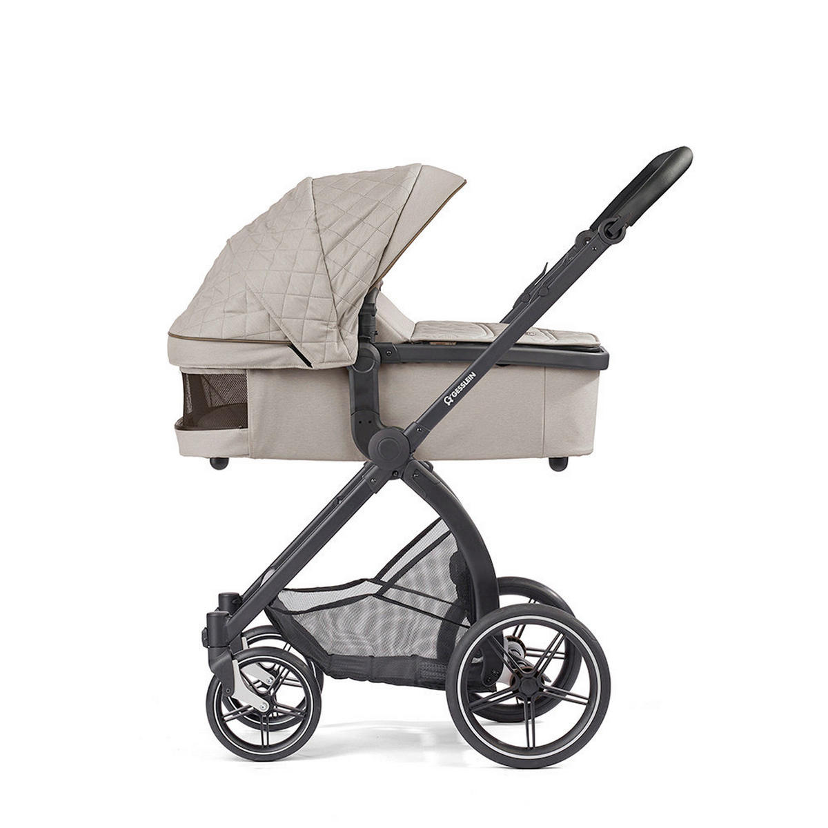 KOMBIKINDERWAGEN  FX4 Swing Set  Steingrau-Schwarz-Tabak  - Hellgrau/Schwarz, Basics, Textil (100/55/130cm) - Gesslein